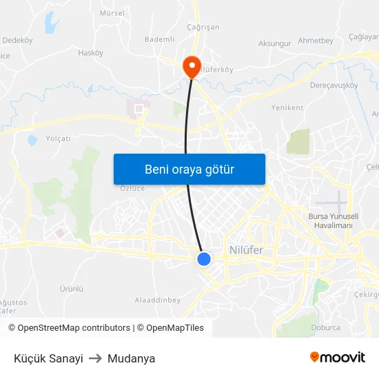 Küçük Sanayi to Mudanya map