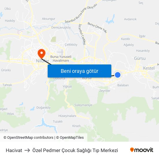 Hacivat to Özel Pedmer Çocuk Sağlığı Tıp Merkezi map