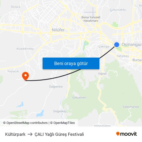 Kültürpark to ÇALI Yağlı Güreş Festivali map