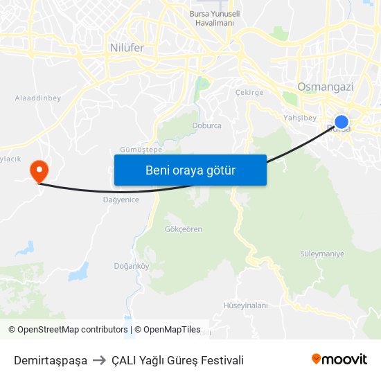 Demirtaşpaşa to ÇALI Yağlı Güreş Festivali map