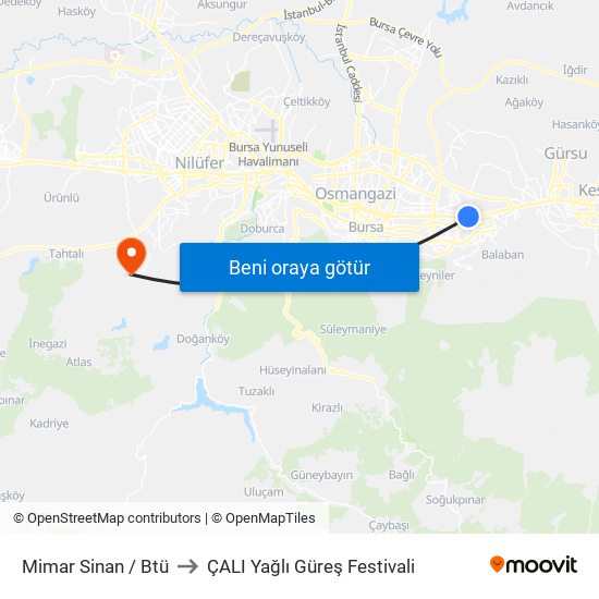 Mimar Sinan / Btü to ÇALI Yağlı Güreş Festivali map