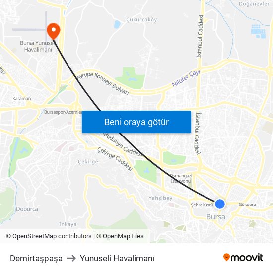 Demirtaşpaşa to Yunuseli Havalimanı map