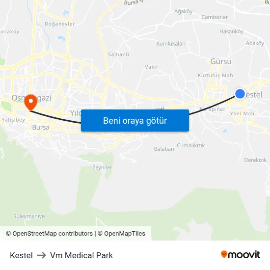 Kestel to Vm Medical Park map