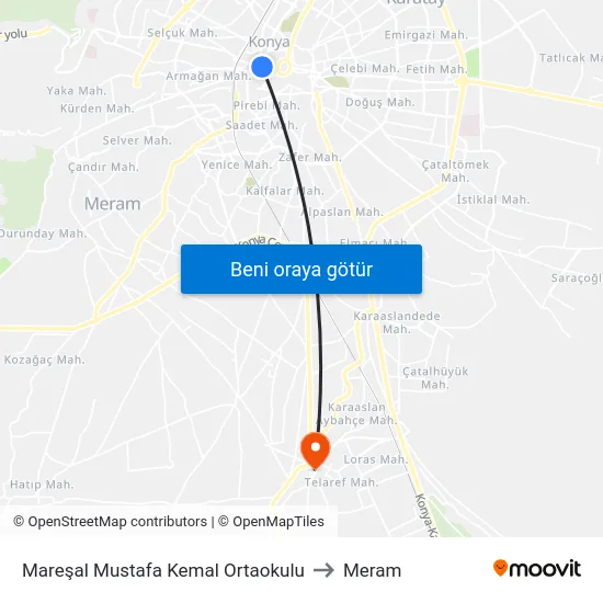 Mareşal Mustafa Kemal Ortaokulu to Meram map