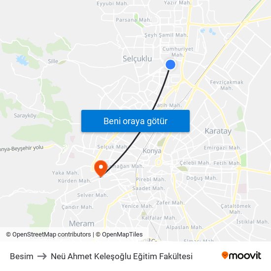 Besim to Neü Ahmet Keleşoğlu Eğitim Fakültesi map