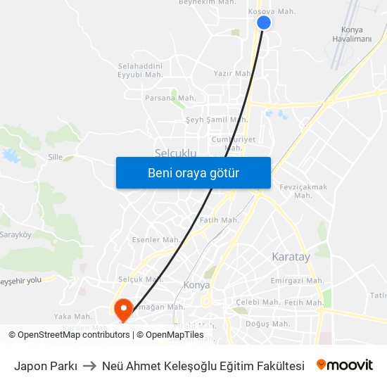 Japon Parkı to Neü Ahmet Keleşoğlu Eğitim Fakültesi map