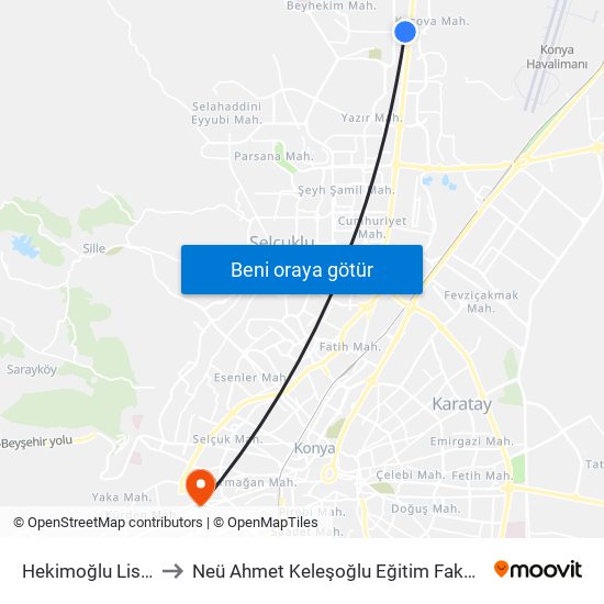 Hekimoğlu Lisesi to Neü Ahmet Keleşoğlu Eğitim Fakültesi map