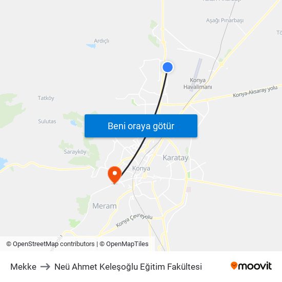 Mekke to Neü Ahmet Keleşoğlu Eğitim Fakültesi map