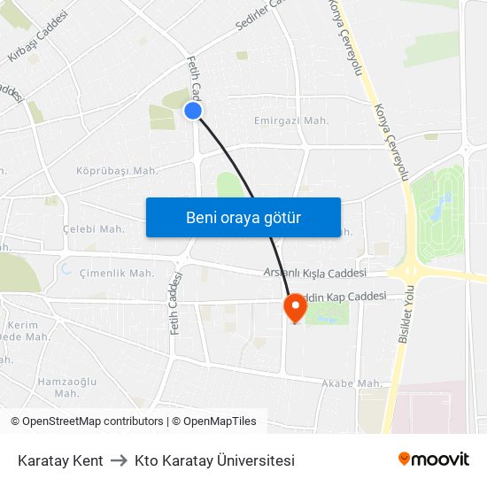 Karatay Kent to Kto Karatay Üniversitesi map