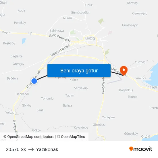 20570 Sk to Yazıkonak map