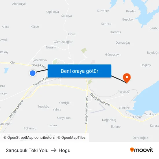 Sarıçubuk Toki Yolu to Hogu map