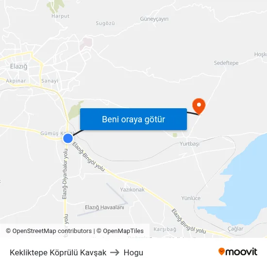 Kekliktepe Köprülü Kavşak to Hogu map