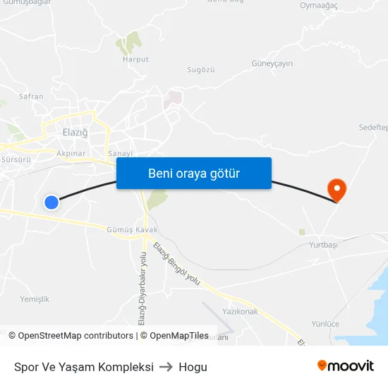 Spor Ve Yaşam Kompleksi to Hogu map