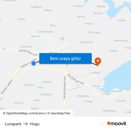 Lunapark to Hogu map