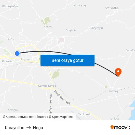 Karayolları to Hogu map