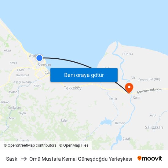 Saski to Omü Mustafa Kemal Güneşdoğdu Yerleşkesi map