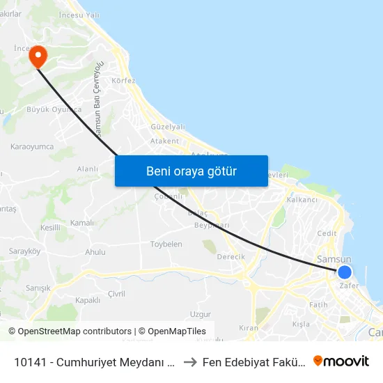 10141 - Cumhuriyet Meydanı - Fuar to Fen Edebiyat Fakültesi map