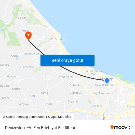 Denizevleri to Fen Edebiyat Fakültesi map