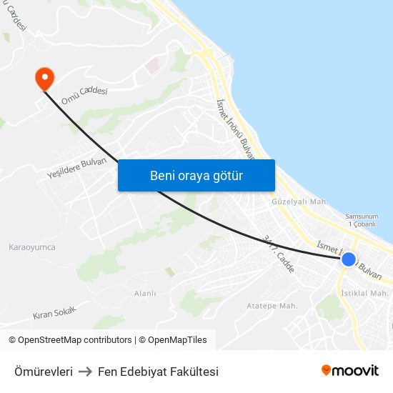 Ömürevleri to Fen Edebiyat Fakültesi map