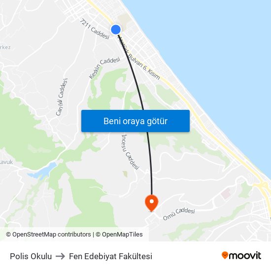 Polis Okulu to Fen Edebiyat Fakültesi map