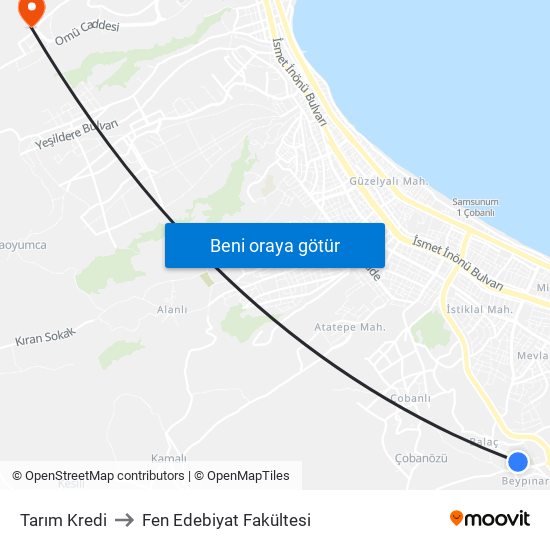 Tarım Kredi to Fen Edebiyat Fakültesi map