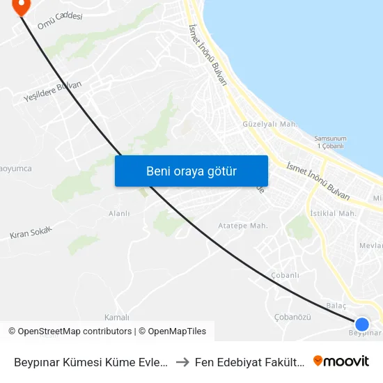 32111 - Beypınar Mahallesi to Fen Edebiyat Fakültesi map