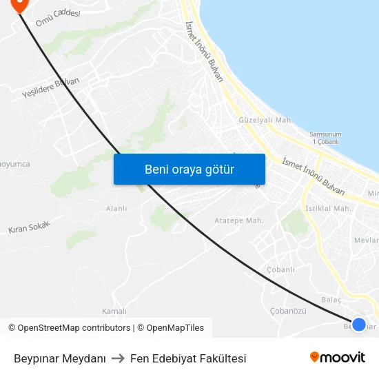32102 - Beypınar Cami to Fen Edebiyat Fakültesi map