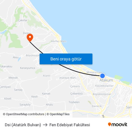 Dsi (Atatürk Bulvarı) to Fen Edebiyat Fakültesi map