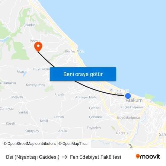 Dsi (Nişantaşı Caddesi) to Fen Edebiyat Fakültesi map