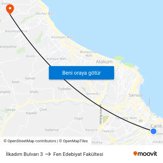 50631 - Gazi Giray Sokak to Fen Edebiyat Fakültesi map