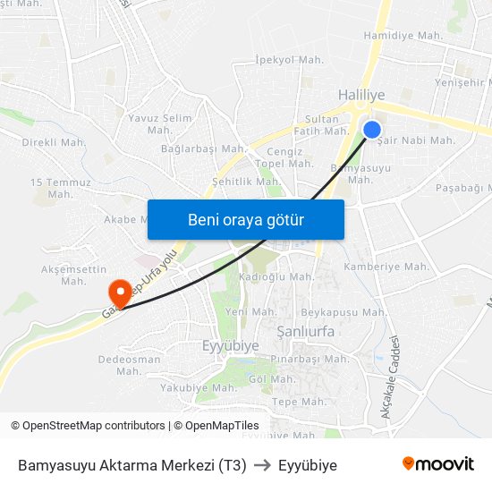 Bamyasuyu Aktarma Merkezi (T3) to Eyyübiye map