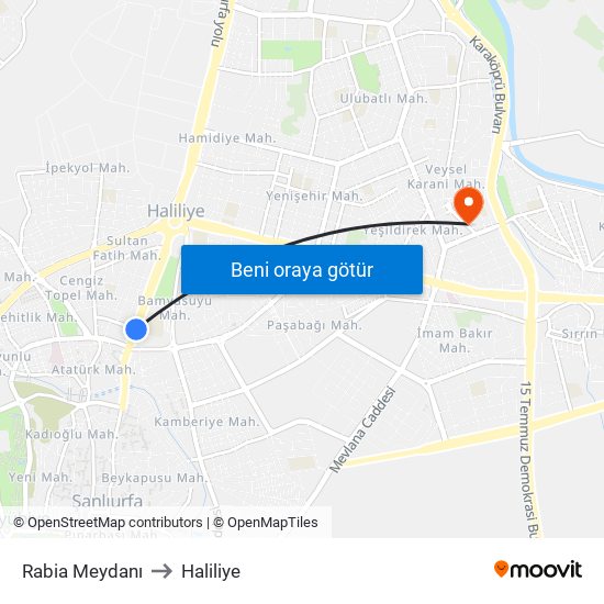 Rabia Meydanı to Haliliye map