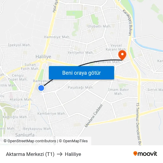 Aktarma Merkezi (T1) to Haliliye map