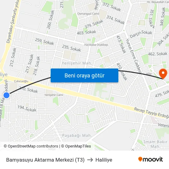 Bamyasuyu Aktarma Merkezi (T3) to Haliliye map