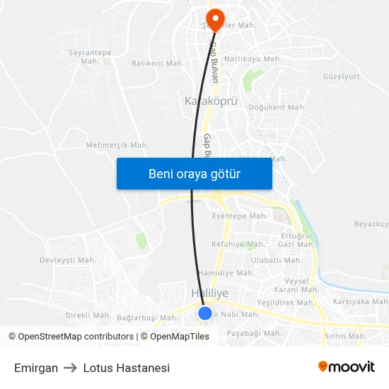 Emirgan to Lotus Hastanesi map