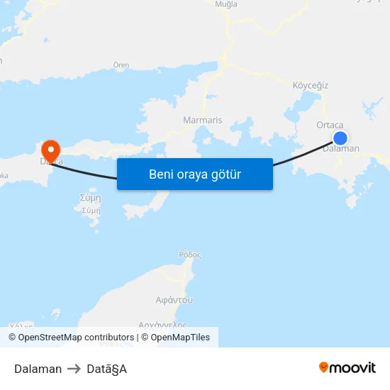 Dalaman to Datã§A map