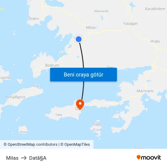 Milas to Datã§A map