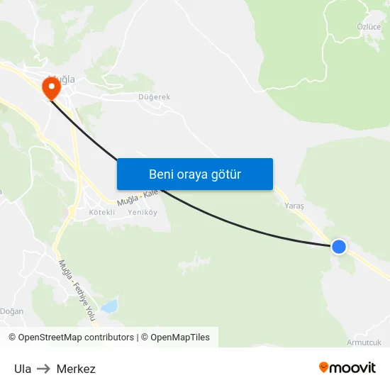 Ula to Merkez map