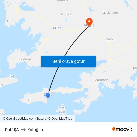 Datã§A to Yatağan map