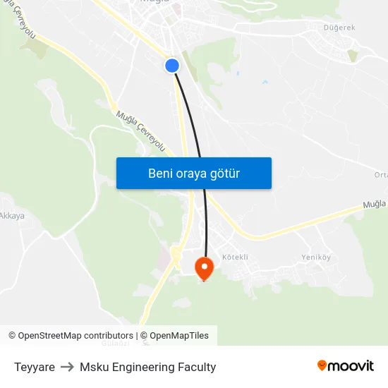 Teyyare to Msku Engineering Faculty map