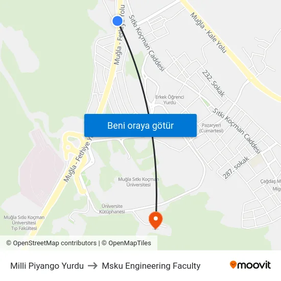 Milli Piyango Yurdu to Msku Engineering Faculty map
