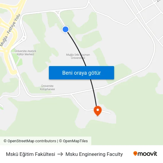 Mskü Eğitim Fakültesi to Msku Engineering Faculty map