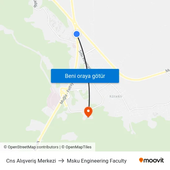 Cns Alışveriş Merkezi to Msku Engineering Faculty map