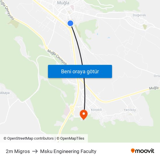 2m Migros to Msku Engineering Faculty map