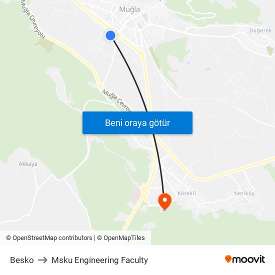 Besko to Msku Engineering Faculty map
