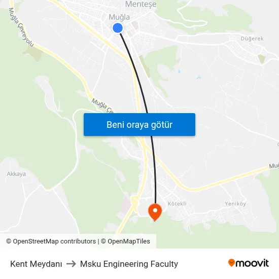 Kent Meydanı to Msku Engineering Faculty map