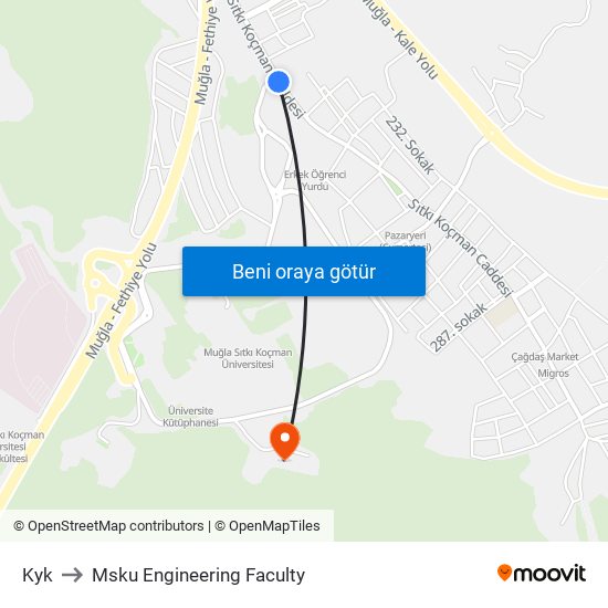Kyk to Msku Engineering Faculty map
