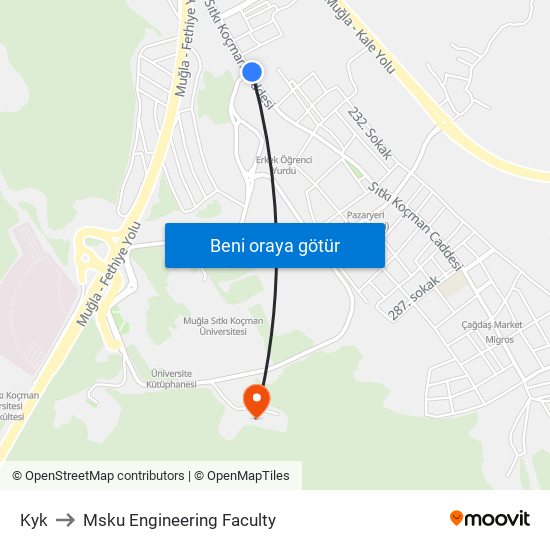 Kyk to Msku Engineering Faculty map