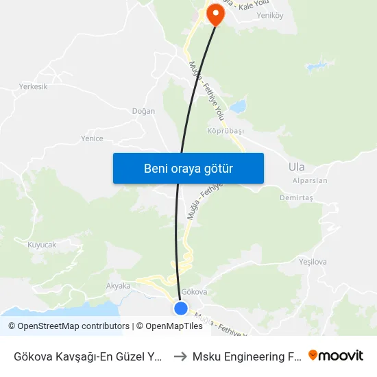 Gökova Kavşağı-En Güzel Yol Ayrımı to Msku Engineering Faculty map