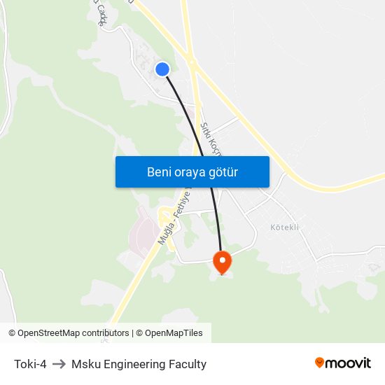 Toki-4 to Msku Engineering Faculty map